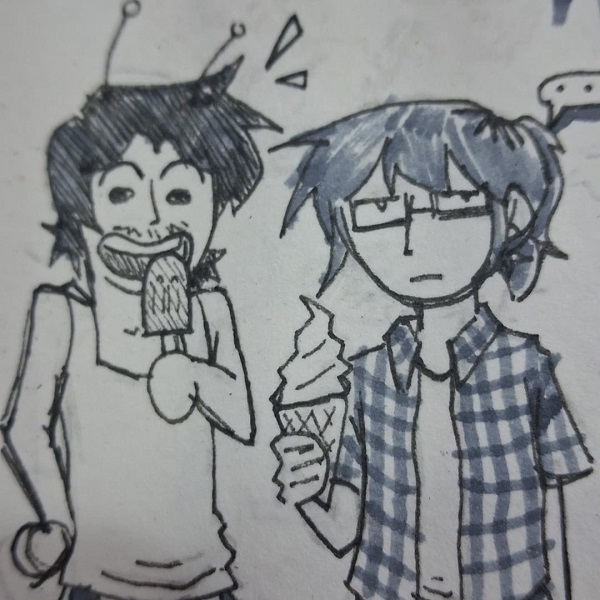dois personagens tomando sorvete juntos